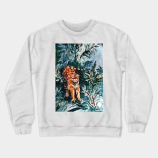 Tiger in jungle watercolor Crewneck Sweatshirt